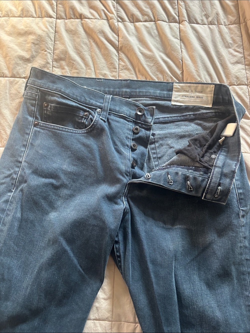 rag & bone Slim Straight Men's Jeans in Dark Blue Denim